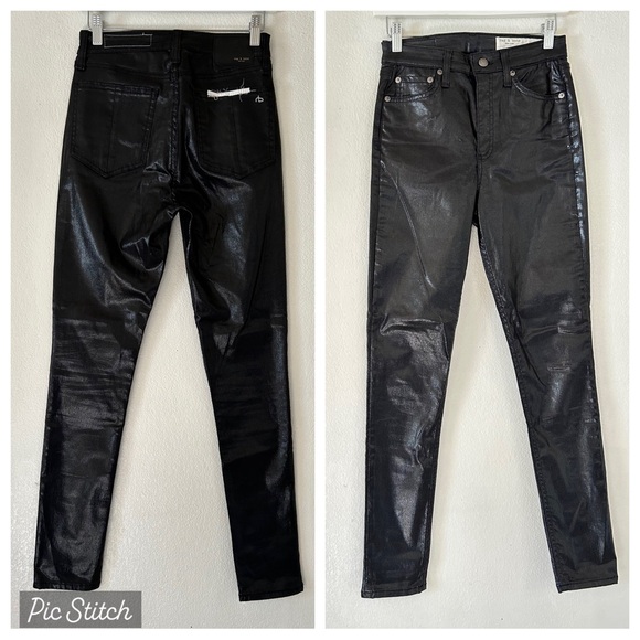 Rag‎ & Bone Coated Black High-Rise Skinny Jeans - Picture 5 of 14